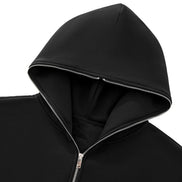 a black full-zip hoodie
