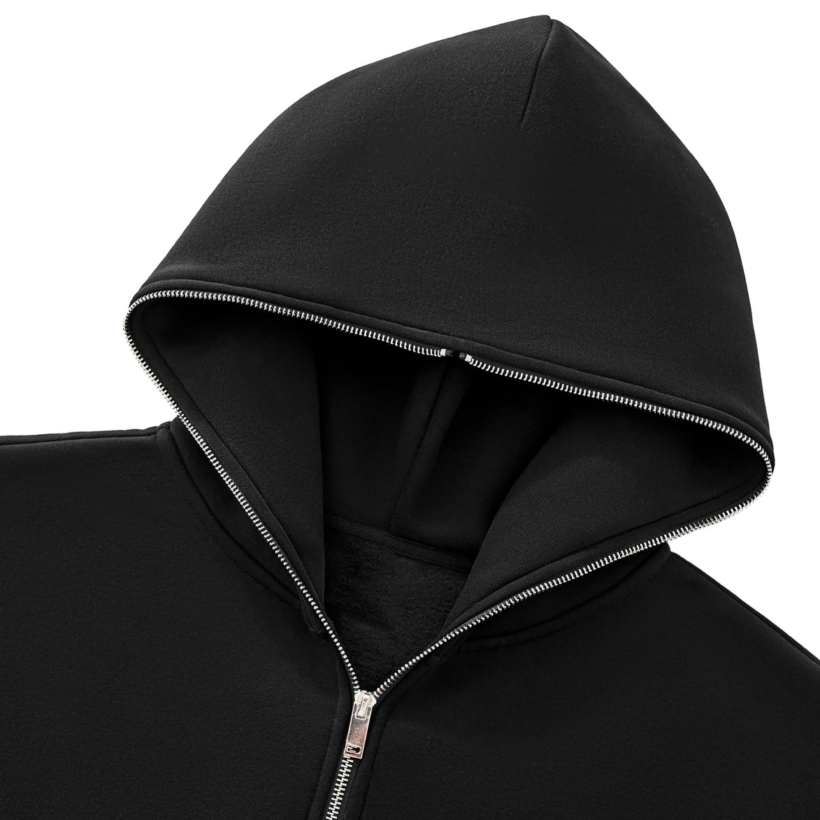 a black full-zip hoodie
