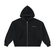 Fleeced Full-Zip Hoodie black front