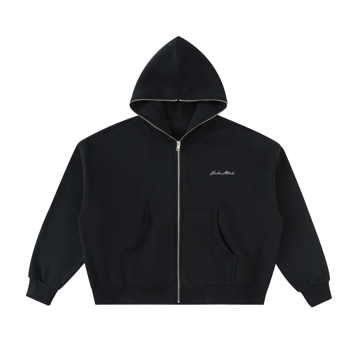 Fleeced Full-Zip Hoodie black front