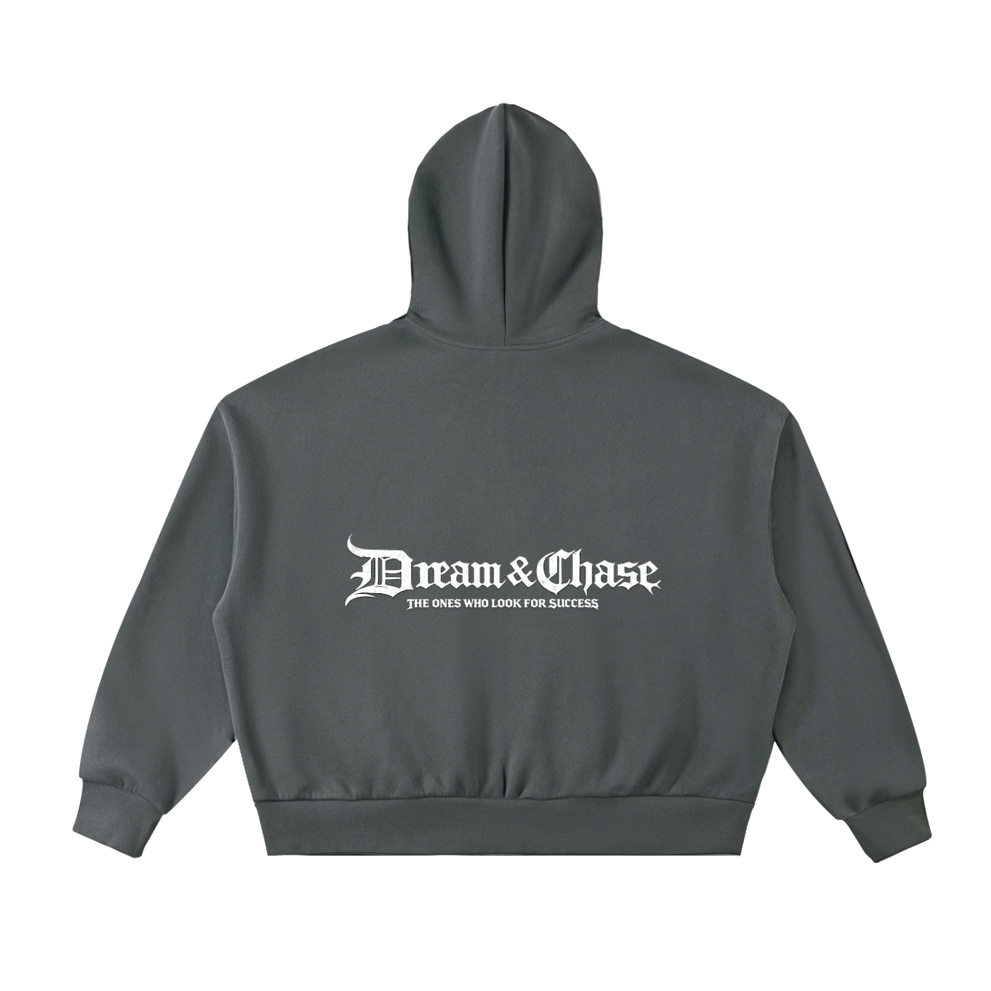 Fleeced Full-Zip Hoodie dark gray back