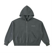 Fleeced Full-Zip Hoodie dark gray front