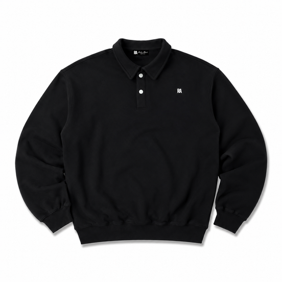 Heavyweight Polo Sweatshirt Black Front