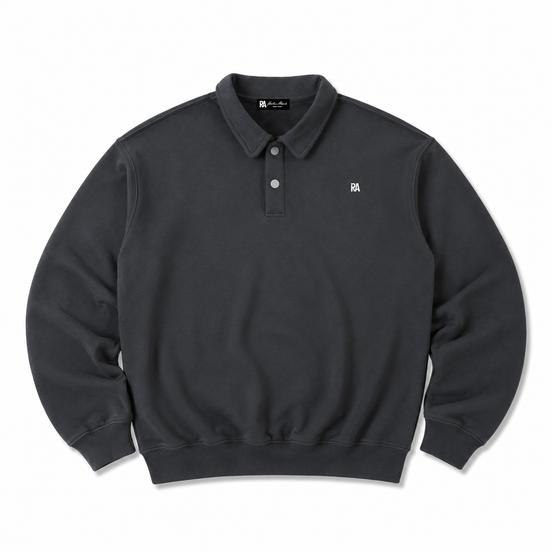 Heavyweight Polo Sweatshirt Dark Gray Front