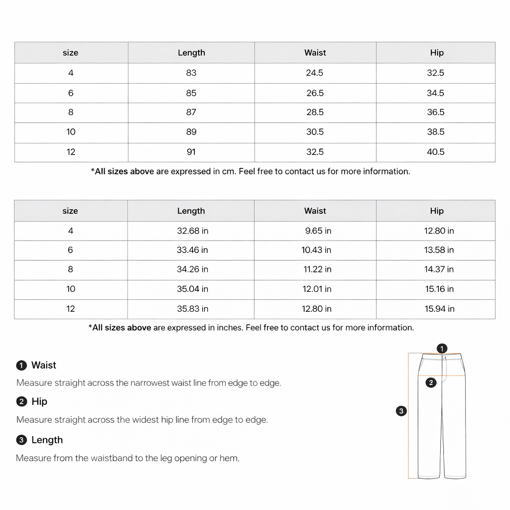 High-Waisted Leggings size guide