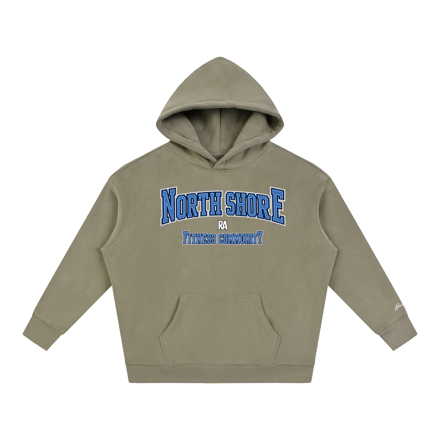 North Shore Heavyweight Hoodie Front View Gray Coffee