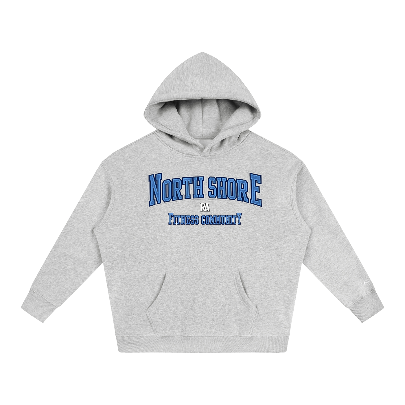 North Shore Heavyweight Hoodie Front View Silver Gray