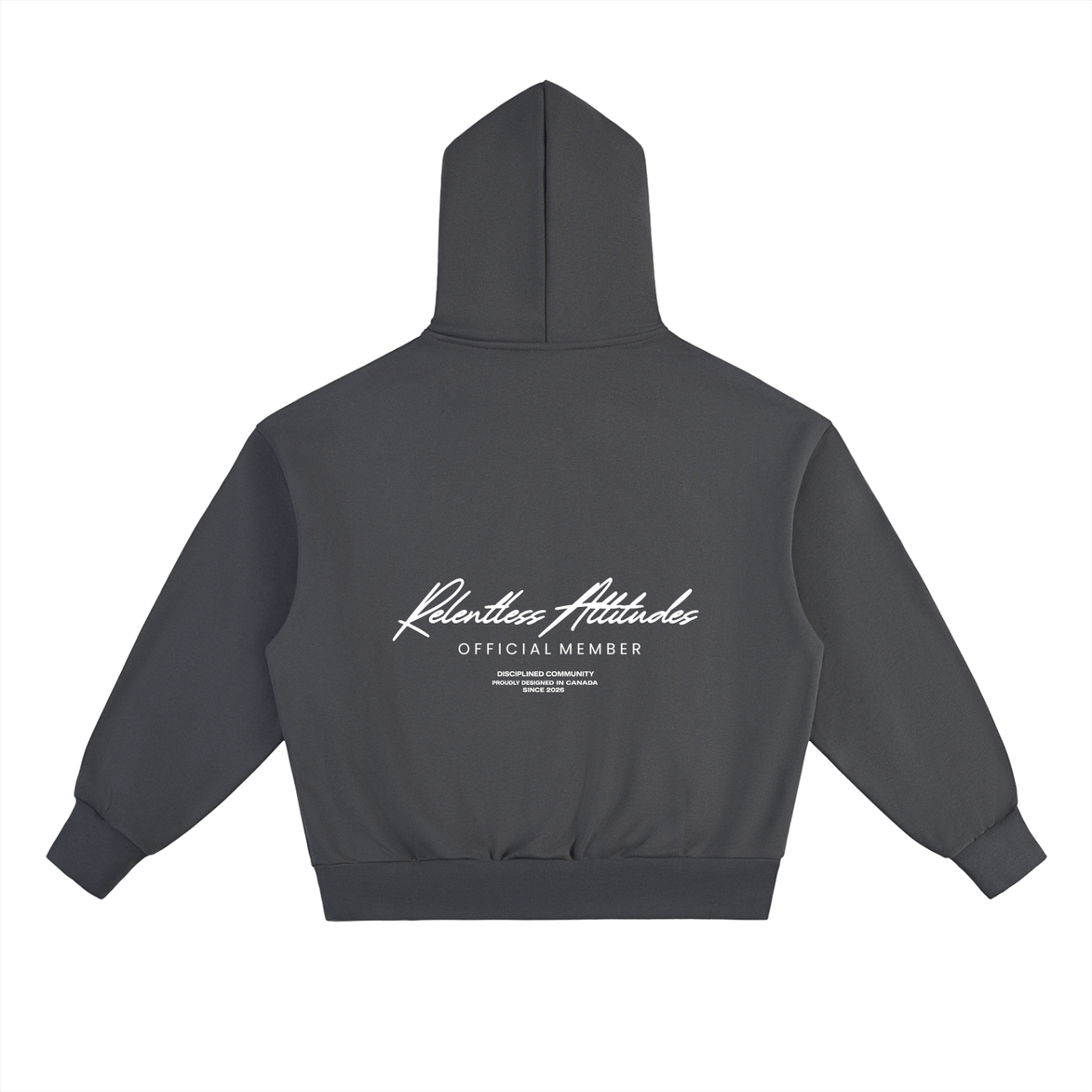 Official Member Hoodie Back View Charcoal Gray