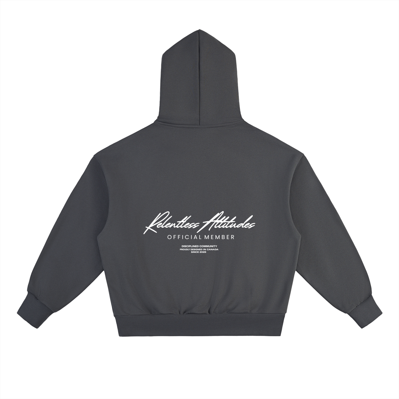 Official Member Hoodie Back View Charcoal Gray