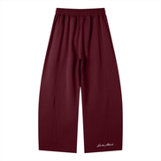 Wide Leg Panel Sweatpants wine red back
