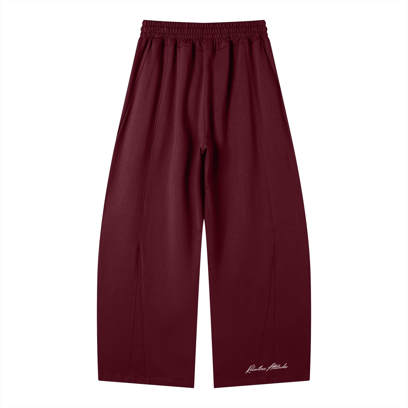 Wide Leg Panel Sweatpants wine red back