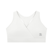 Women's Crossover Racerback Sports Bra Black Front View Gym Activewear