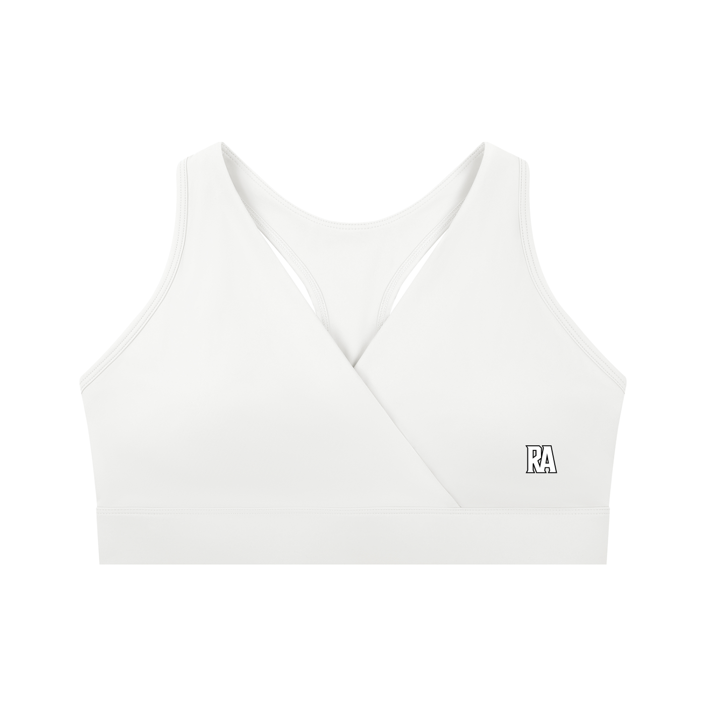 Women's Crossover Racerback Sports Bra Black Front View Gym Activewear