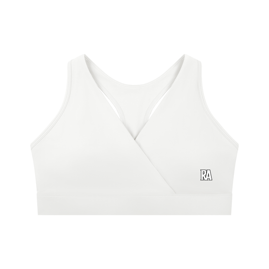 Women's Crossover Racerback Sports Bra Black Front View Gym Activewear
