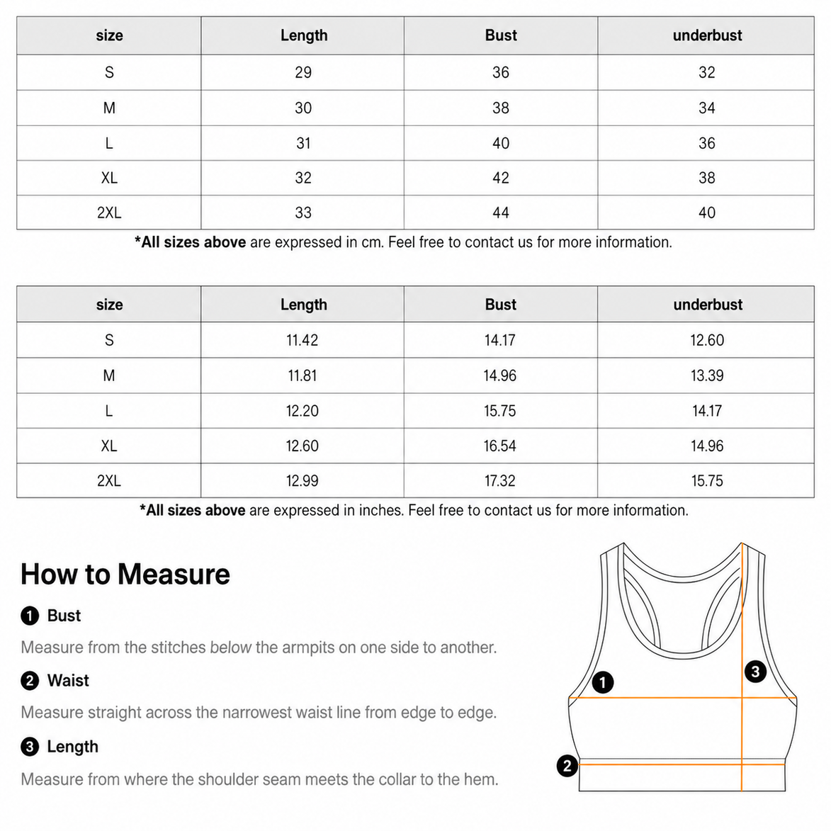 Women's crossover sports bra size guide