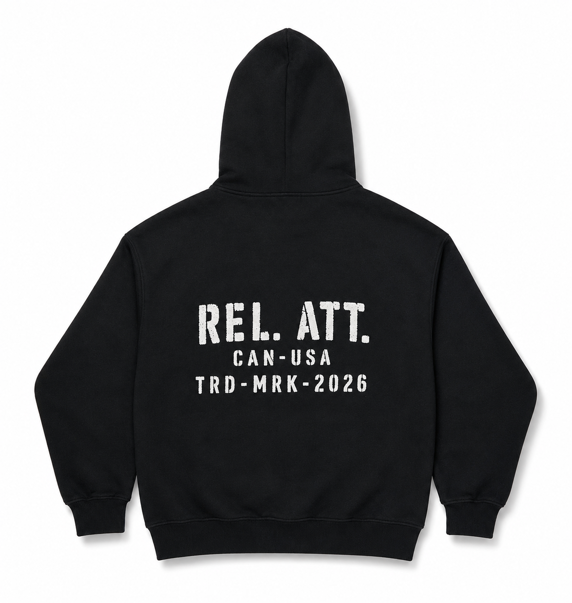 Zip Up Trademark Hoodie Back View Black