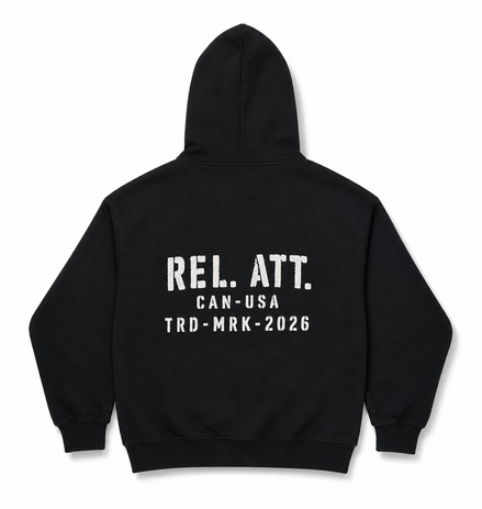 Zip Up Trademark Hoodie Back View Black