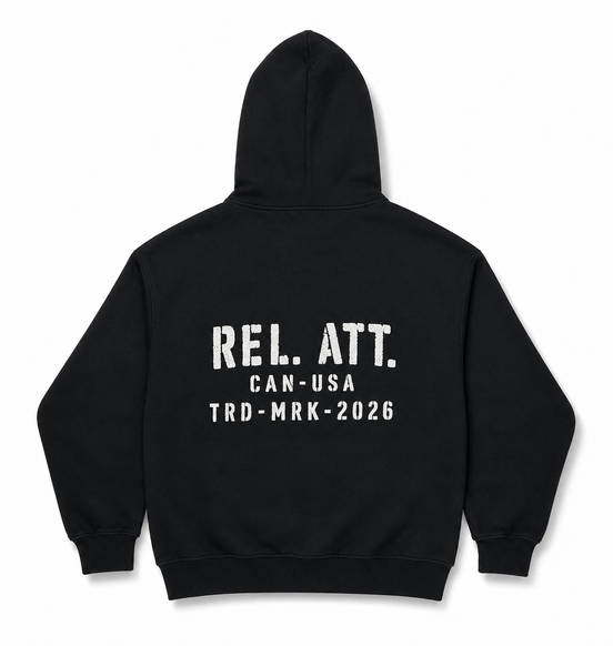 Zip Up Trademark Hoodie Back View Black