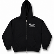 Zip Up Trademark Hoodie Front View Black